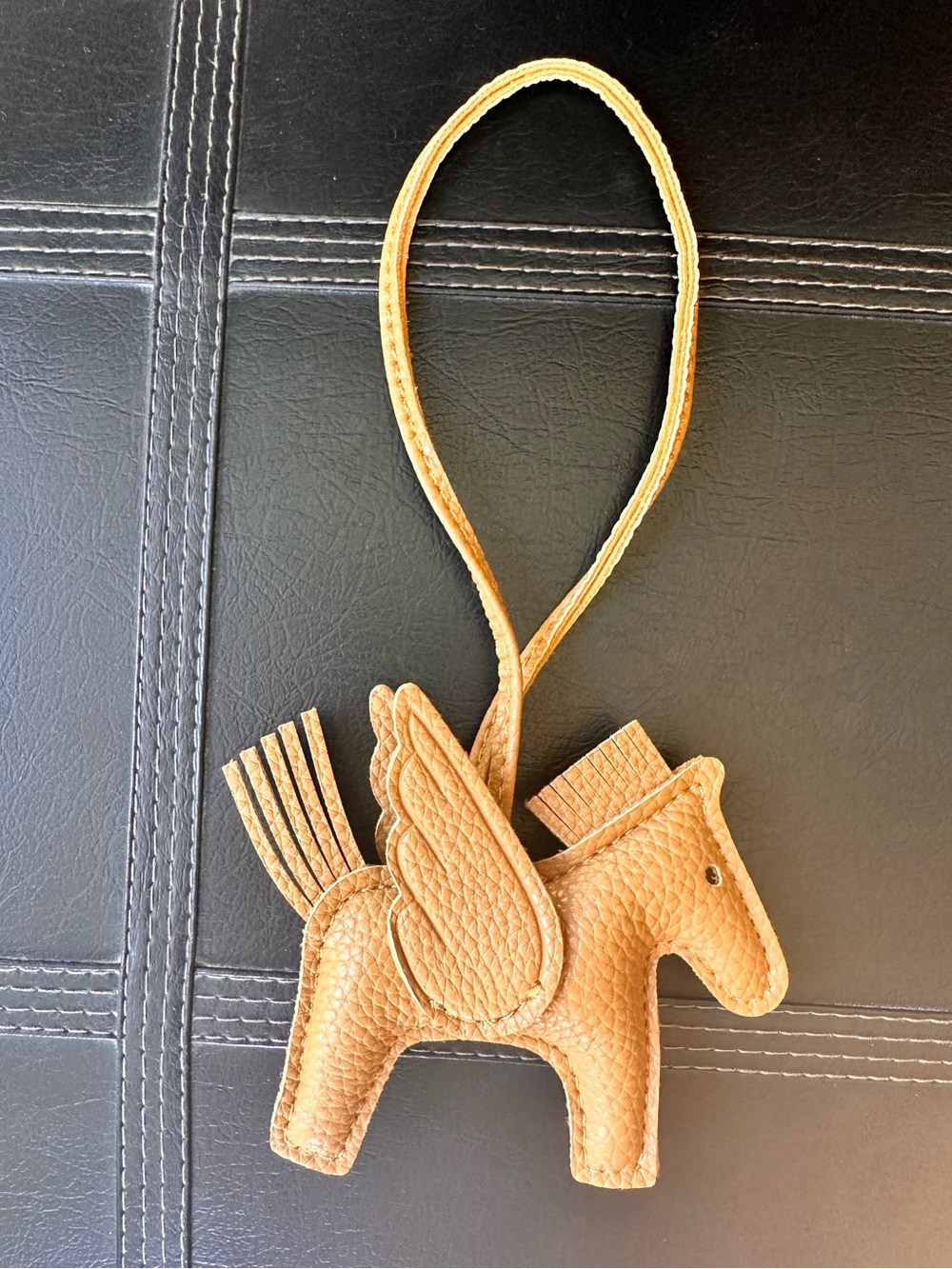 Tan Pegasus Horse Faux Leather Bag Charm Winged Horse Purse Accessory - Picture 2 of 2